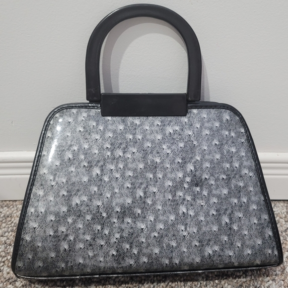 Vintage Grey Snakeprint Satchel Handbag - Picture 4 of 6